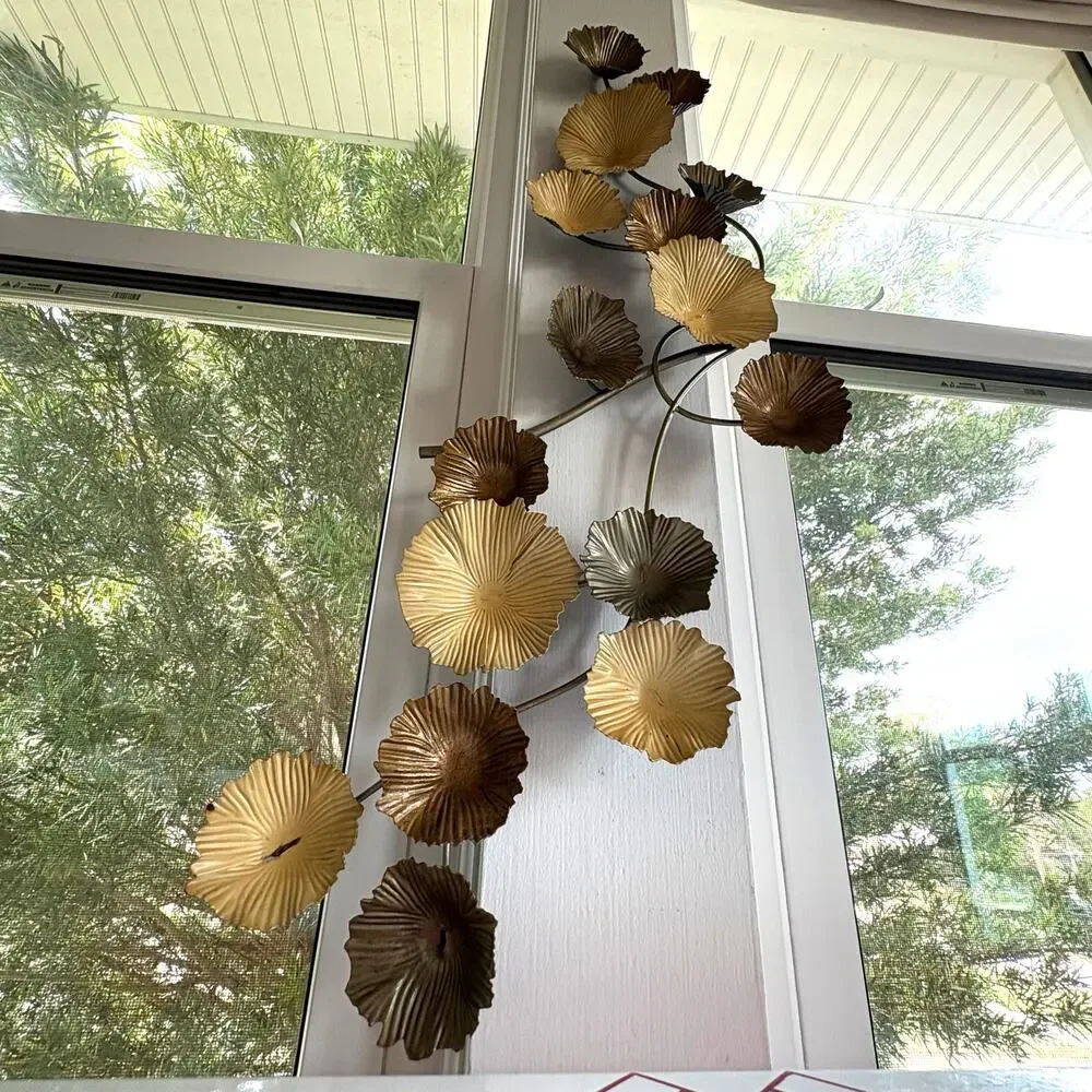 Vintage Metal Leaf Wall Art Botanical Gold Bronze Decor